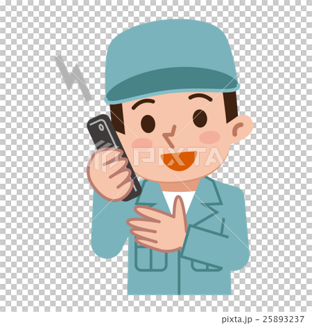 携帯電話をする作業着の男性 携帯電話をする作業着の男性 25893237