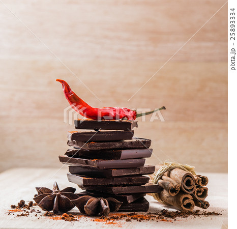 Dried Chili Pepper, Chocolate and other Spices 25893334