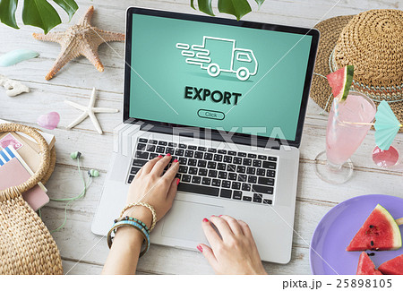Import Export Shipment Truck Graphic Concept 25898105