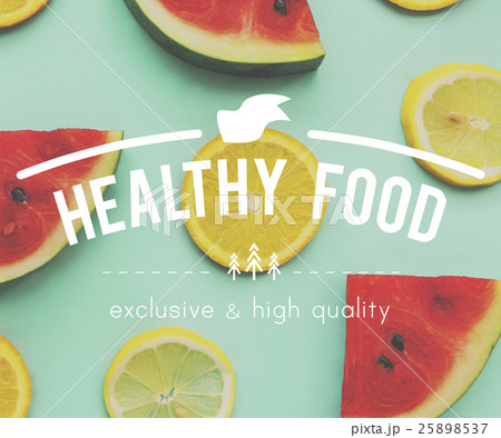 Food Nutrition Fit Graphic Healthy Watermelon Orange Words Concept 25898537