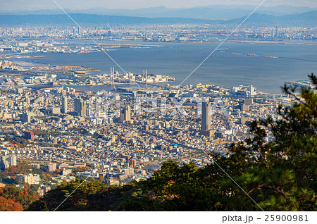 Japan Cities In The Kansai Region From Mt Mayaの写真素材
