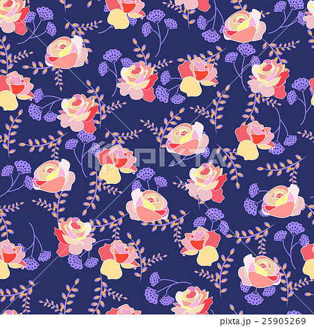 Floral pattern with roses and summer flowers  25905269