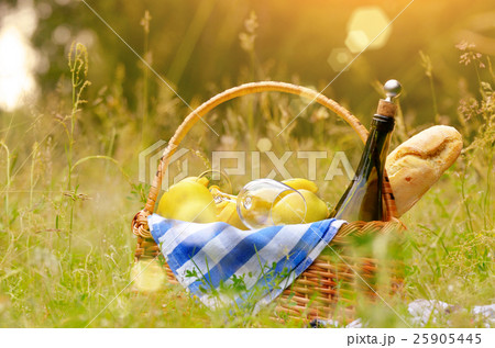 Picnic basket and blanket 25905445