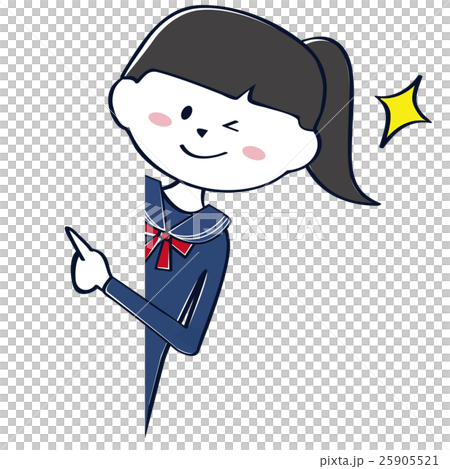 穿著水手服的學生女人的上半身看著並眨了眨眼睛 25905521