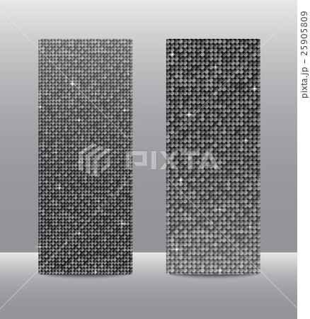 Vertical set Silver sequins banners. Glitter. 25905809