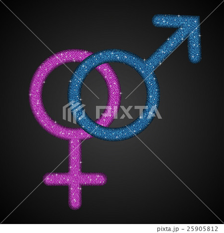 Gender Men Women Blue Pink Sequins Icon. 25905812