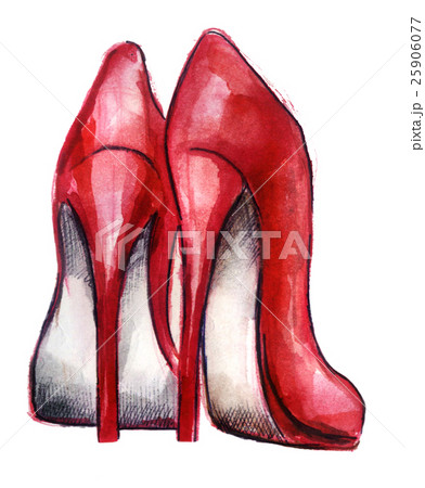 watercolor sketch: a pair of red shoes  25906077