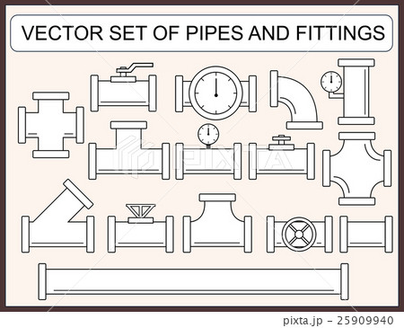 Vector set of pipes and fittings 25909940