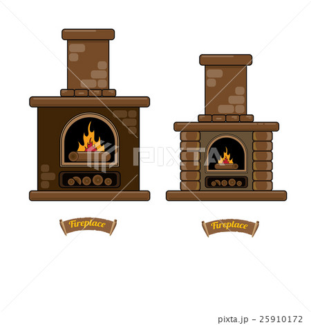 fireplace icon set isolated on white. 25910172