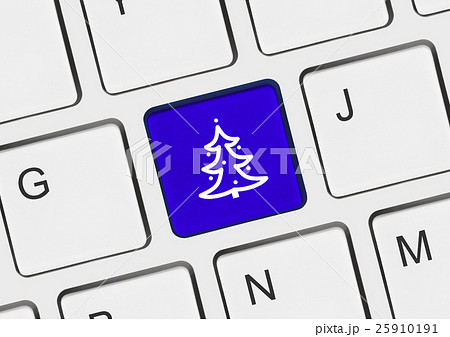 Computer keyboard with Christmas tree key 25910191