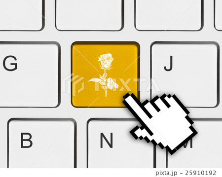Computer keyboard with flower key Computer keyboard with flower key 25910192