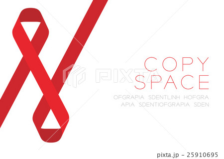 Red ribbon AIDS, HIV icon flat color design 25910695