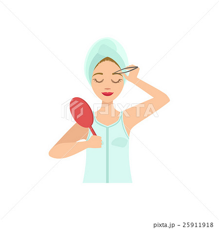 Woman Shaping Eyebrows With Tweezers Home Spa 25911918