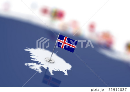 Iceland flag in the focus. Europe map with flags 25912027