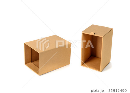 Brown cardboard box package with cover, isolated on white backgr Brown cardboard box package with cover, isolated on white backgr 25912490