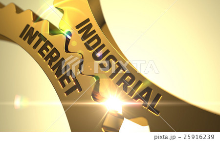 Golden Metallic Gears with Industrial Internet 25916239