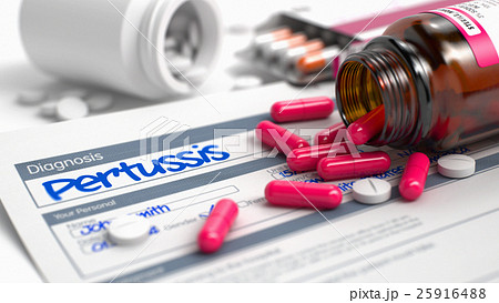 Pertussis - Text in Medical History. 3D Render. Pertussis - Text in Medical History. 3D Render. 25916488