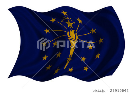 Flag of Indiana wavy on white, fabric texture Flag of Indiana wavy on white, fabric texture 25919642