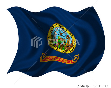 Flag of Idaho wavy on white, fabric texture 25919643