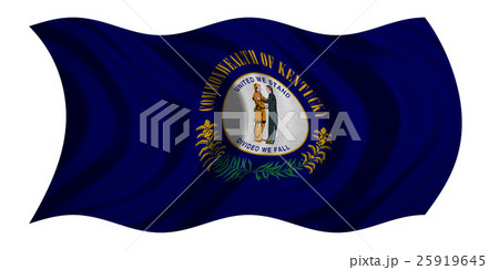 Flag of Kentucky wavy on white, fabric texture 25919645