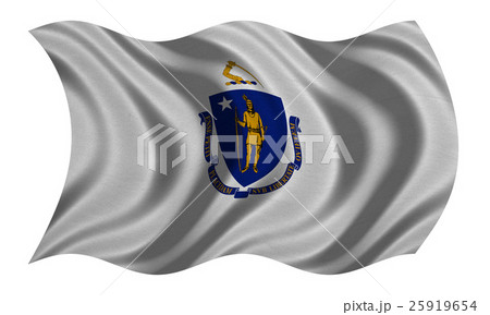 Flag of Massachusetts wavy on white fabric texture Flag of Massachusetts wavy on white fabric texture 25919654