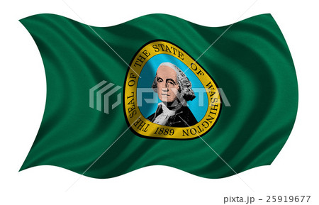 Flag of Washington wavy on white, fabric texture Flag of Washington wavy on white, fabric texture 25919677