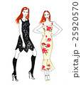 Fashion Sketch of Two Beautiful Girls 25920570