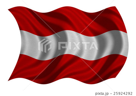 Flag of Austria wavy on white, fabric texture 25924292