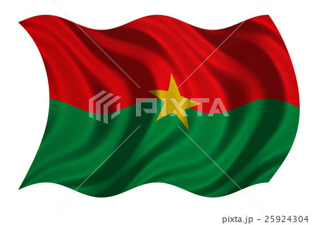 Flag of Burkina Faso wavy on white, fabric texture 25924304