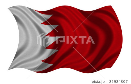 Flag of Bahrain wavy on white, fabric texture Flag of Bahrain wavy on white, fabric texture 25924307