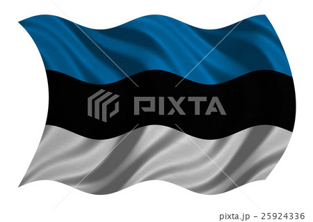 Flag of Estonia wavy on white, fabric texture 25924336