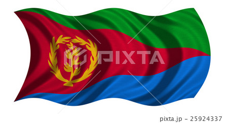 Flag of Eritrea wavy on white, fabric texture 25924337
