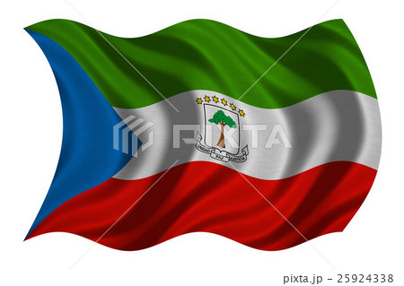 Flag of Equatorial Guinea waving, fabric texture Flag of Equatorial Guinea waving, fabric texture 25924338