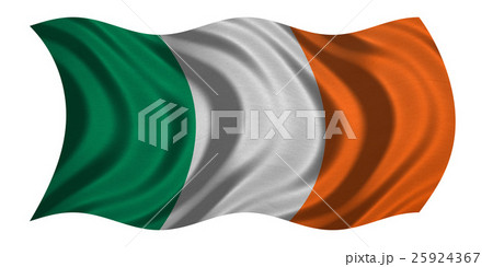 Flag of Ireland wavy on white, fabric texture 25924367