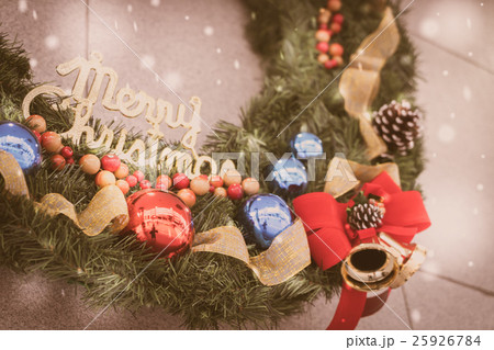 Closeup of Christmas tree decorations background ( Filtered image processed vintage effect. ) Closeup of Christmas tree decorations background ( Filtered image processed vintage effect. ) 25926784