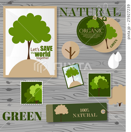 Set of nature themed labels and tags. Vector illustration. 25927239