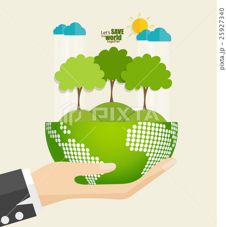 ECO FRIENDLY. Ecology concept with Green Eco Earth and Trees. Vector illustration. ECO FRIENDLY. Ecology concept with Green Eco Earth and Trees. Vector illustration. 25927340