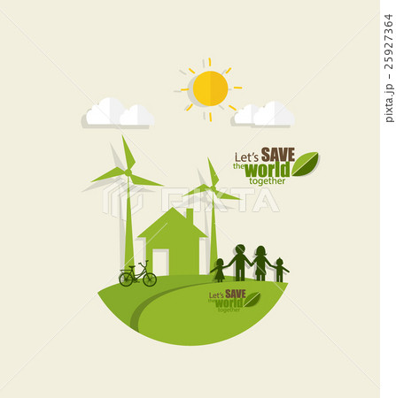 ECO FRIENDLY. Ecology concept with Green Eco Earth and Trees. Vector illustration. 25927364