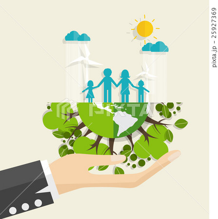ECO FRIENDLY. Ecology concept with Green Eco Earth and Trees. Vector illustration. 25927369