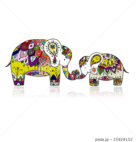 Elephant Ornate Sketch For Your Designのイラスト素材 25928152 Pixta