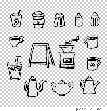 Handwritten Chalk And Crayon Material Cafe Items Stock Illustration