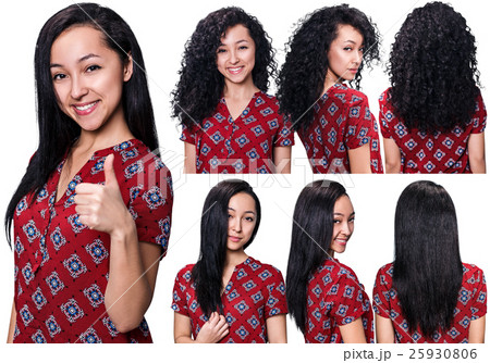 Hair before and after straightening 25930806