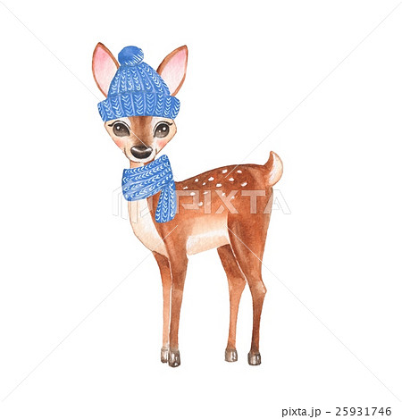 Baby Deer. Knitted cup and scarf. Hand drawn 25931746