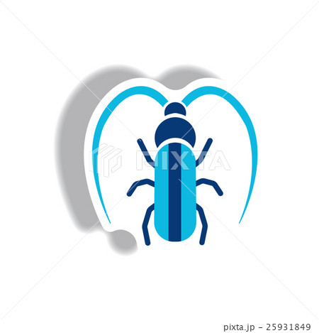 stylish icon in paper sticker style beetle barbel 25931849