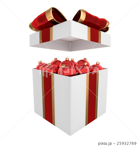 Box full of red Christmas balls 3D illustration Box full of red Christmas balls 3D illustration 25932769