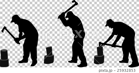 man chopping woods silhouettes 25932853