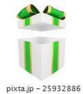 Open gift box with green and gold ribbon 25932886
