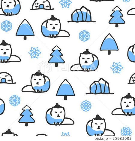 Seamless pattern with cute doodle arctic fox Seamless pattern with cute doodle arctic fox 25933002