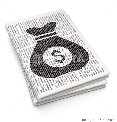 Business concept: Money Bag on Newspaper Business concept: Money Bag on Newspaper 25933407