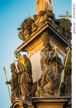 Close up of the Holy Trinity Column. Statue near 25934825